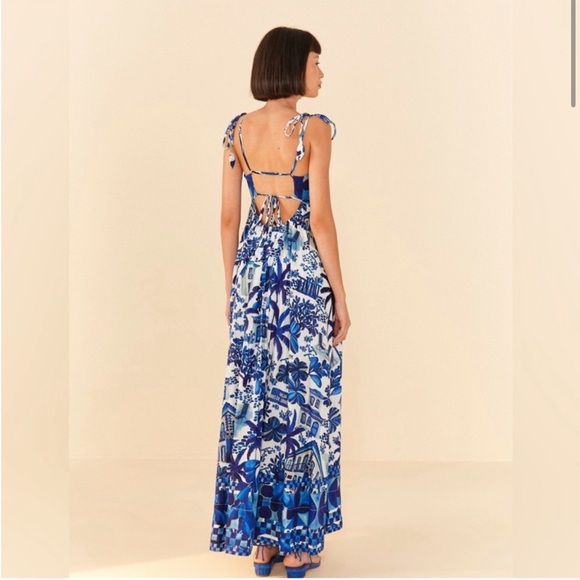 FARM RIO blue white pattern dress cover up maxi SWEET RIO - Picture 6 of 13